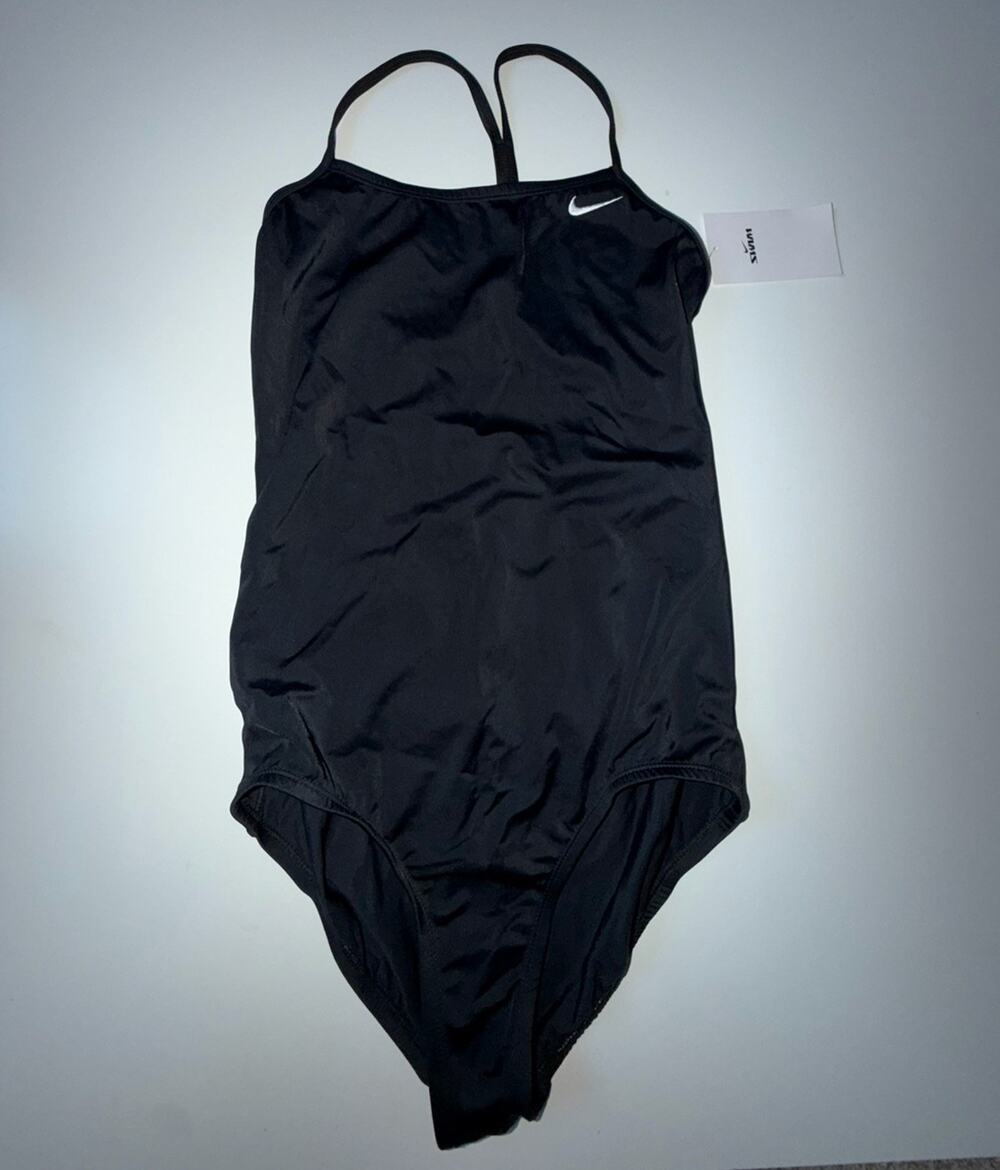 NWT Nike Swim Girl’s Black Racerback One Piece Swimsuit Swimwear XL 13-15 Years